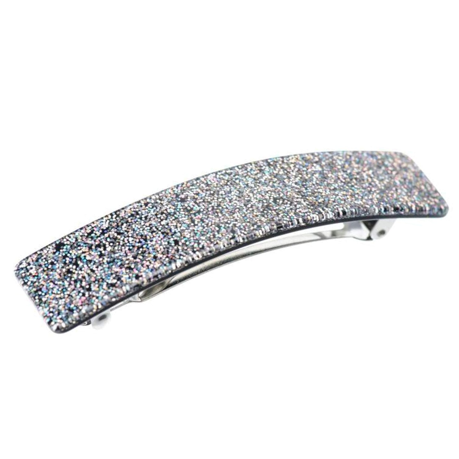French Amie Glittery Bar Large Handmade Celluloid Hair Clip Barrette for Women