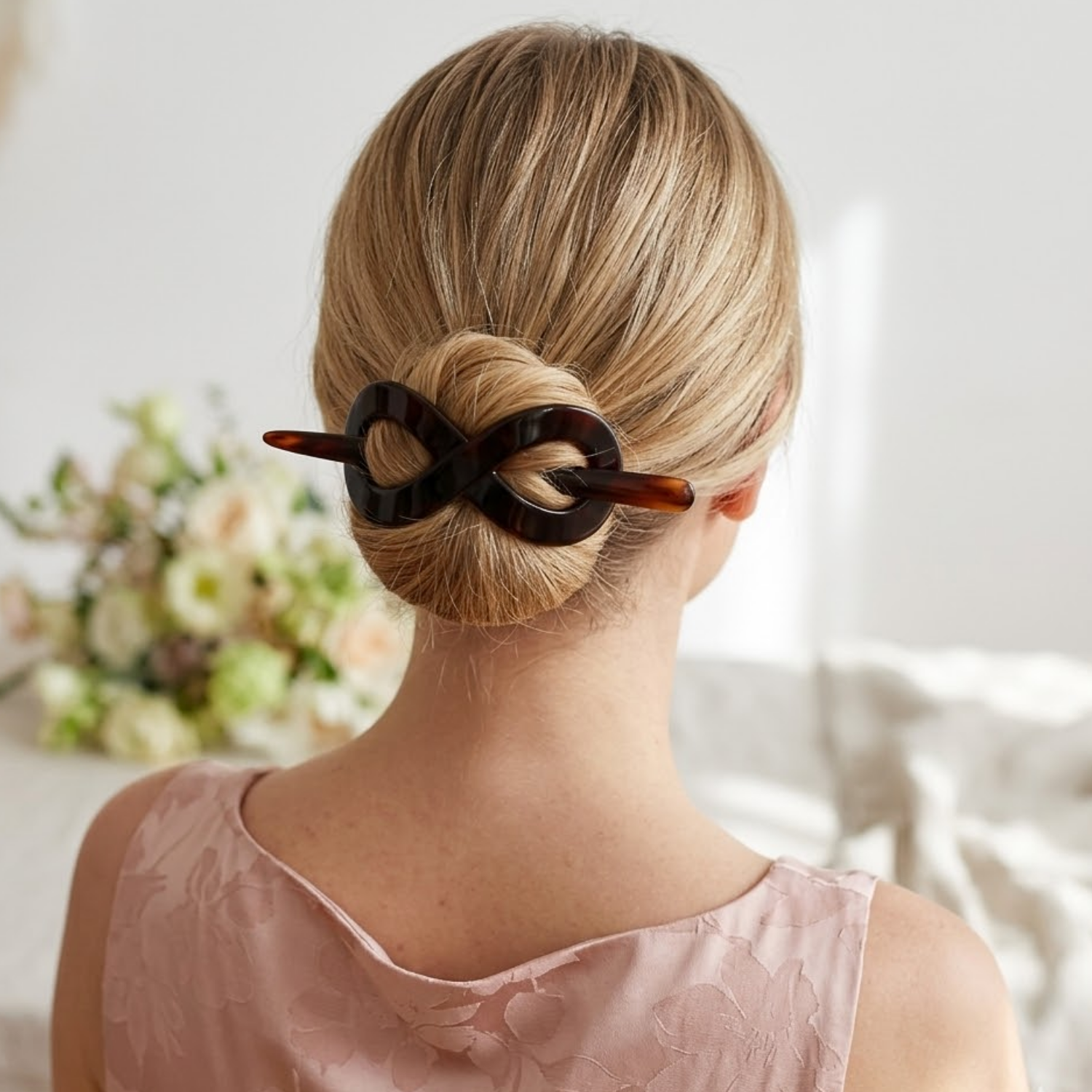 Parcelona French Infinity Medium Cellulose Hair Slider Bun Cover for Women
