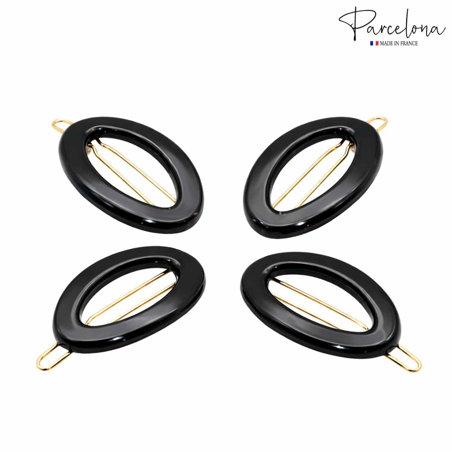 Parcelona French Eggie Oval Shell Mini Side Slide Barrette Hair Clips - 4 Pieces