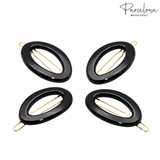 Parcelona French Eggie Oval Shell Mini Side Slide Barrette Hair Clips - 4 Pieces