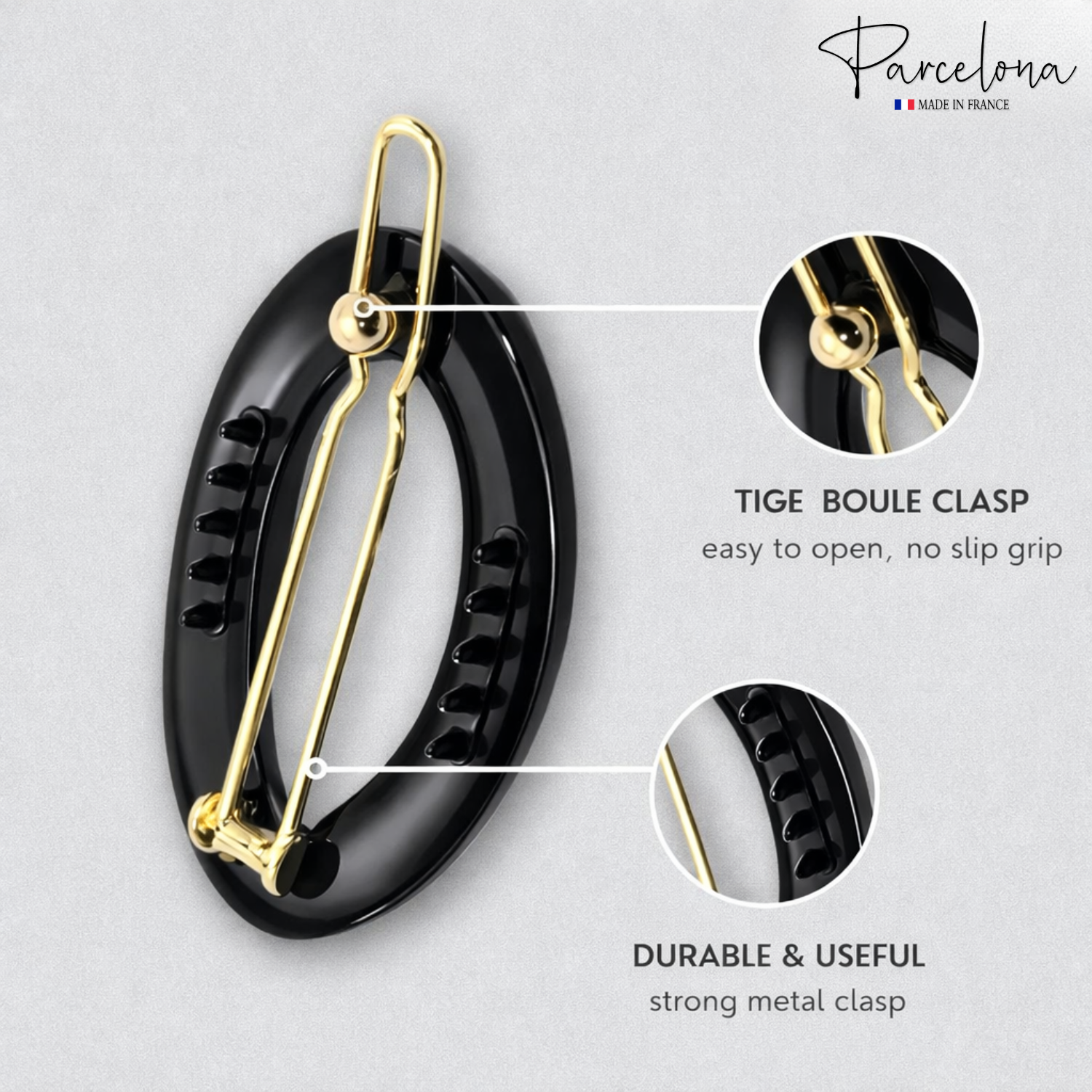 Parcelona French Eggie Oval Shell Mini Side Slide Barrette Hair Clips - 4 Pieces
