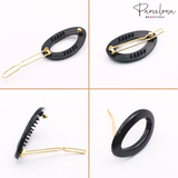 Parcelona French Eggie Oval Shell Mini Side Slide Barrette Hair Clips - 4 Pieces