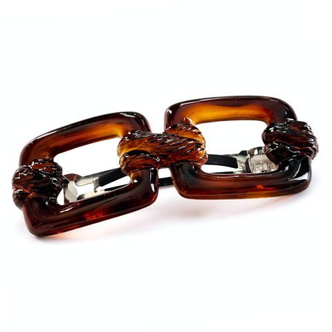 Parcelona French Eyeglass 3.25" Tortoise Shell No Slip Hair Clip Barrette Women