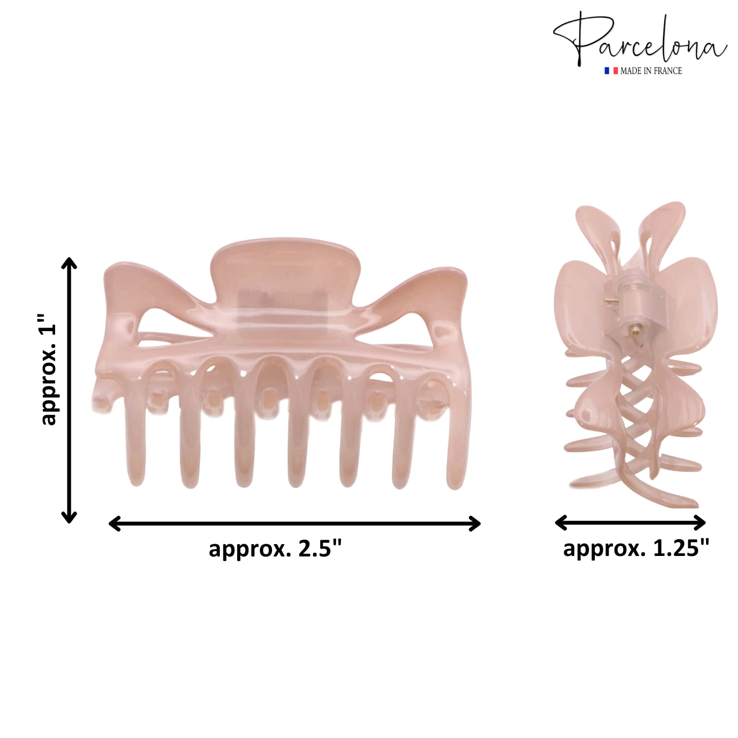 Parcelona French Classic Small 2.5" Celluloid Set of 2 Jaw Hair Claws for Women