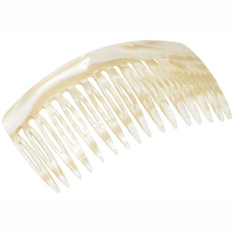 French Amie Handmade Ivory Cream Medium Celluloid 16 Teeth Side Hair Comb