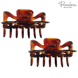 Parcelona French Classic Tortoise Shell Celluloid Medium 3" Jaw Hair Claw(2 Pcs)