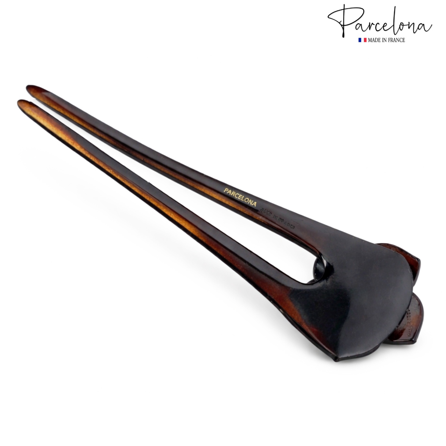 Parcelona French Large 5" U-Shaped Crystal Brown Cellulose Twist Stick Pin