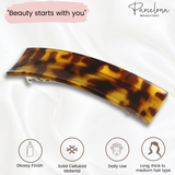 Parcelona French Large Rectangular Barrette 4" Pony Hair Clip for Women & Girls