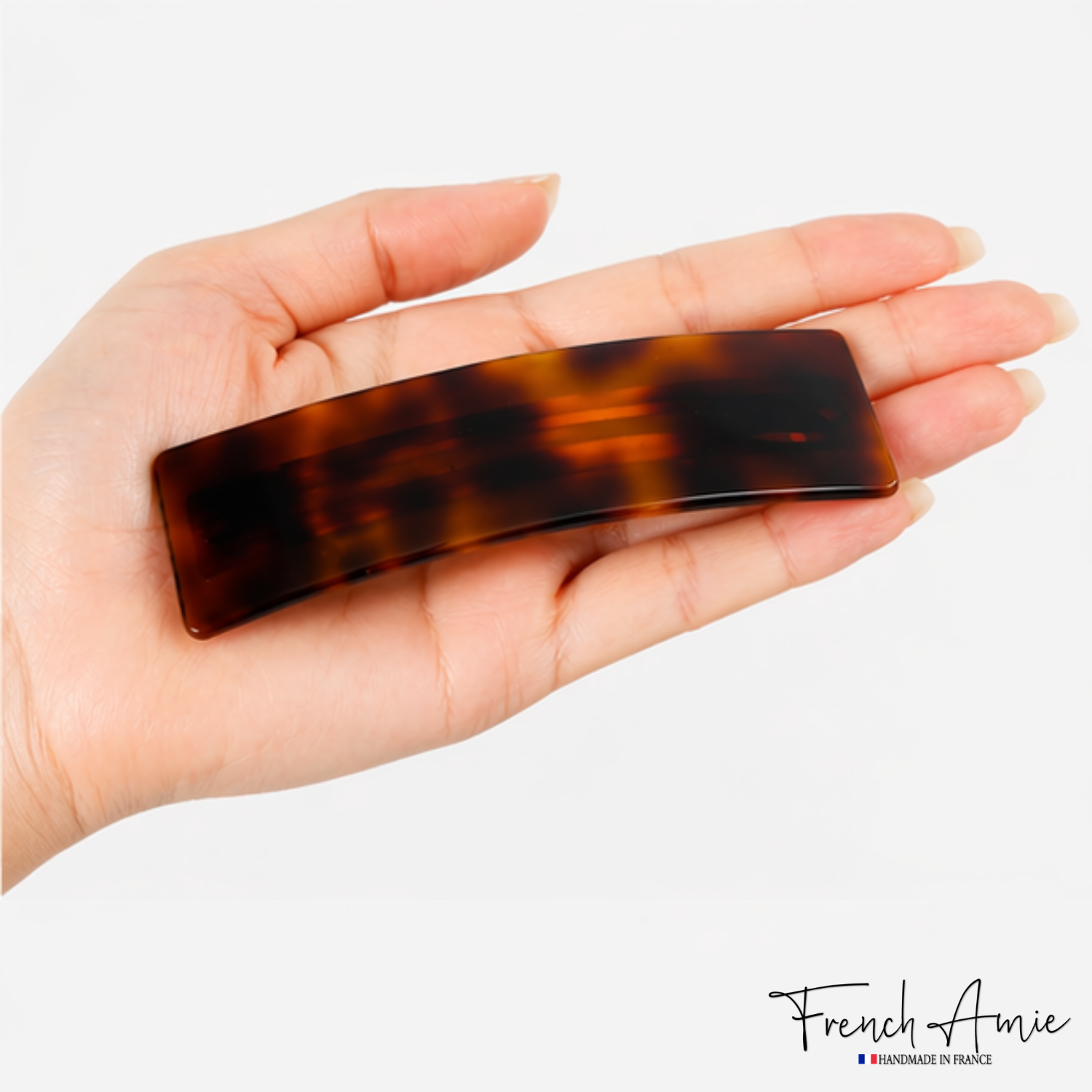 French Amie Curved Rectangle Medium 3 Inch Hair Barrette Clip Women and Girls
