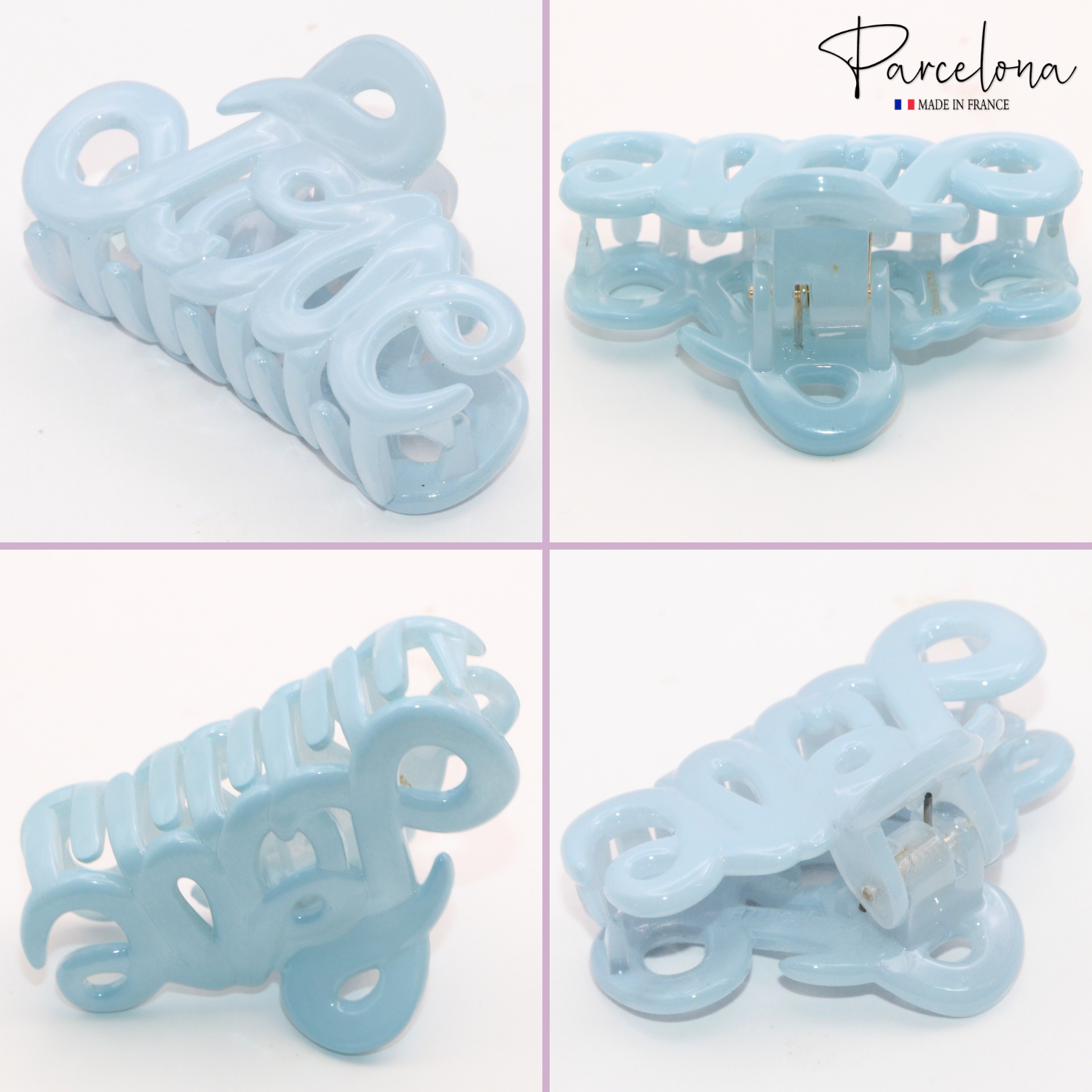 Parcelona French Love Small 2" Cellulose Acetate Hair Claws for Women and Girls