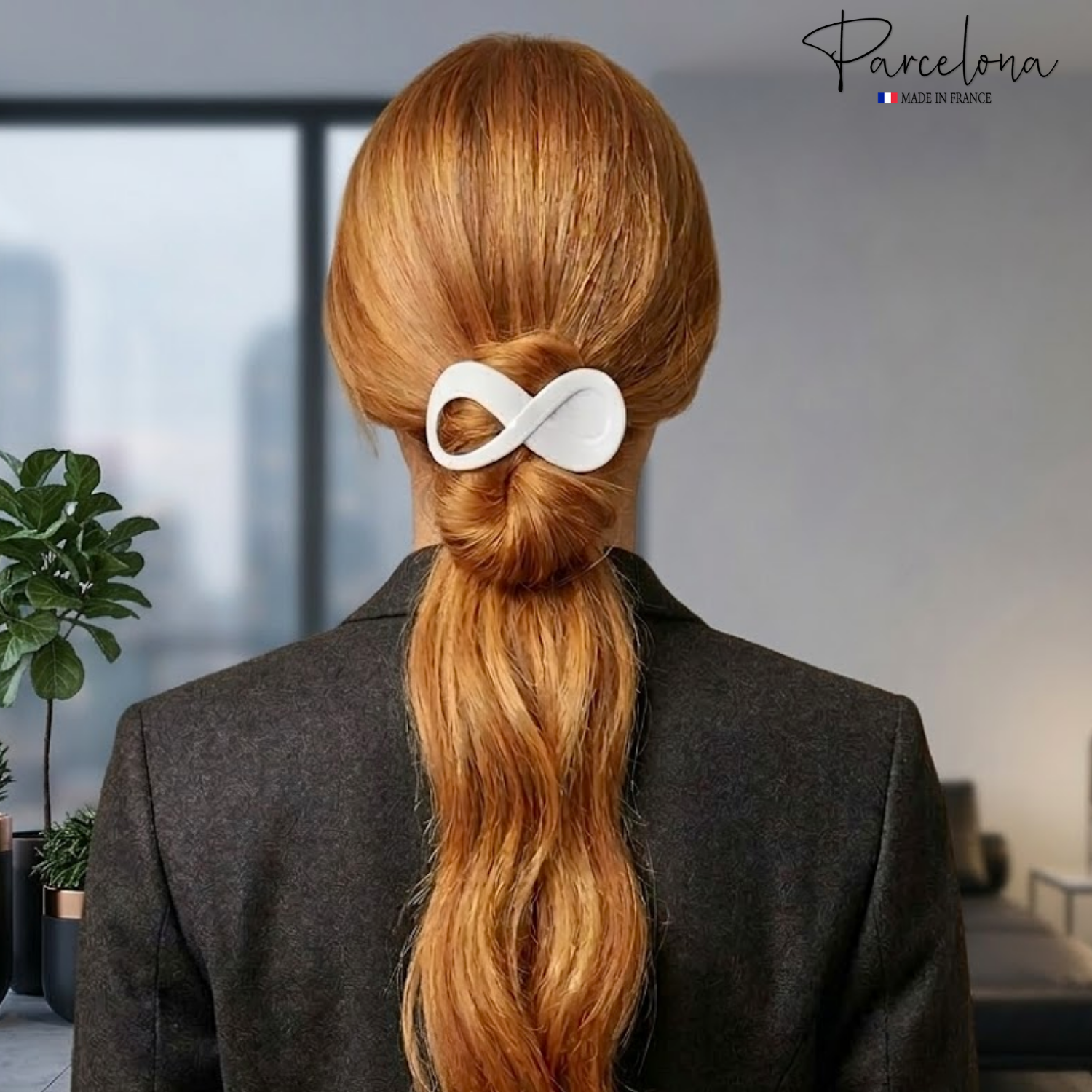 Parcelona French Infinity Loop Medium 3” Cellulose Hair Claw for Women and Girls