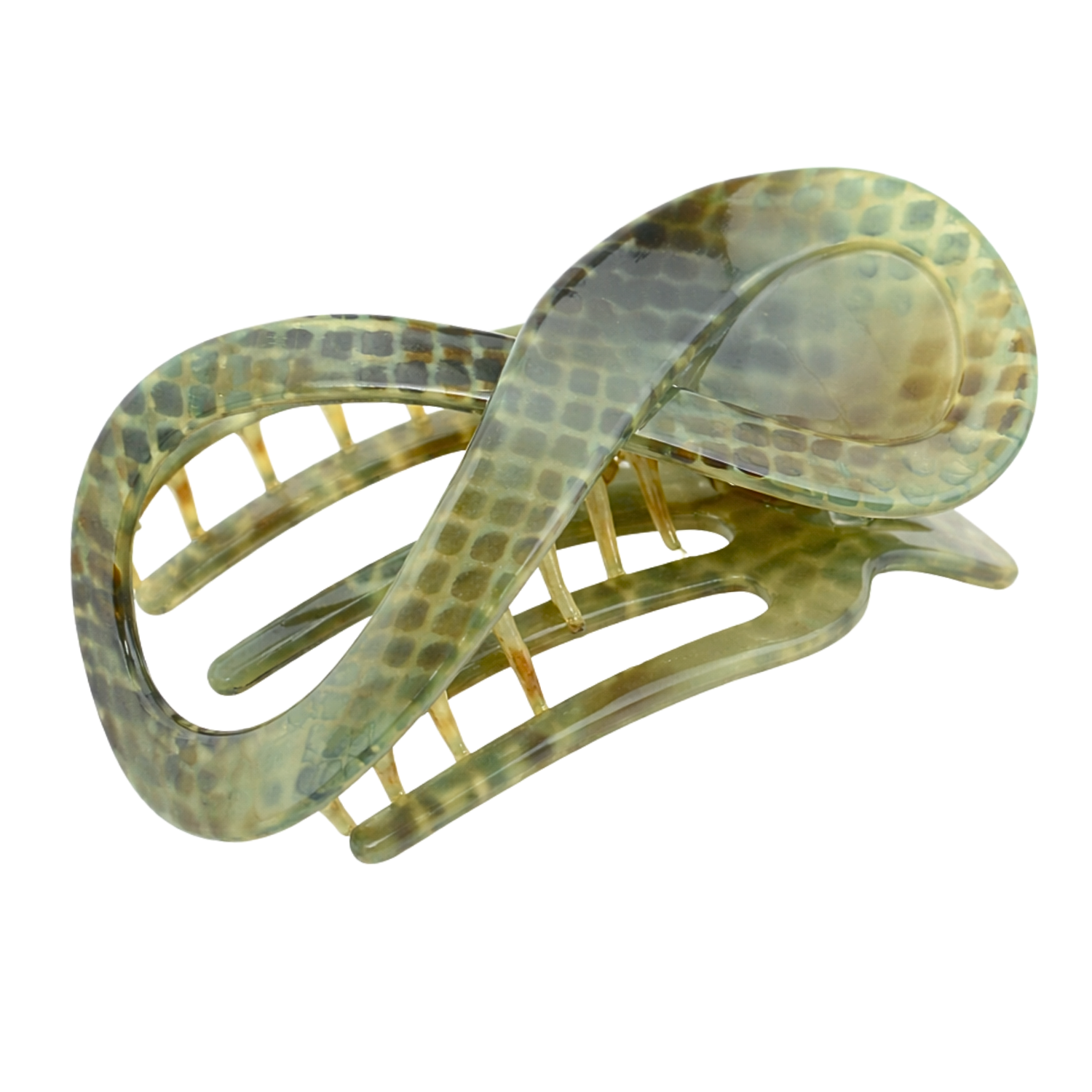 Parcelona French Infinity Loop Medium 3” Celluloid Hair Claw for Women and Girls