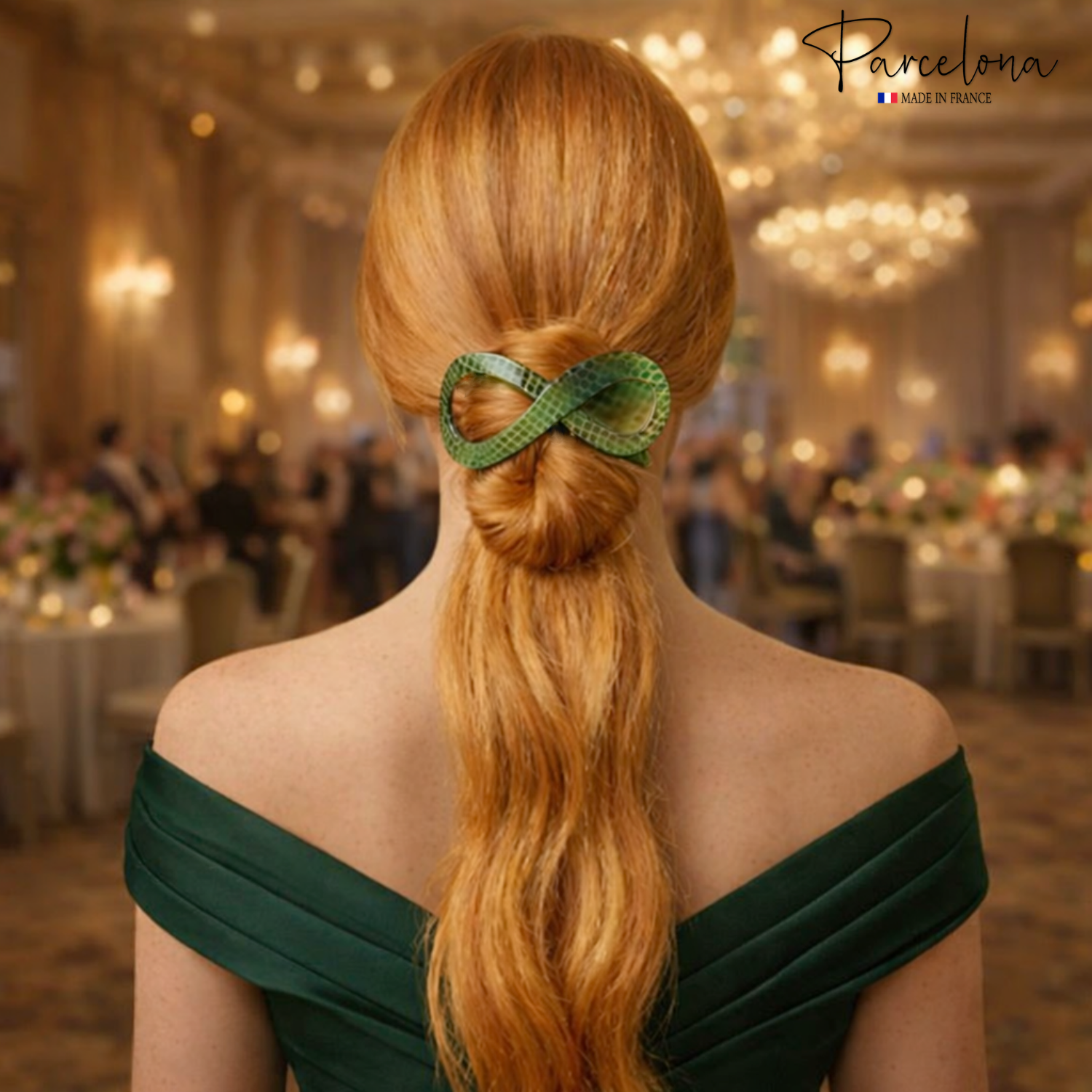 Parcelona French Infinity Loop Medium 3” Cellulose Hair Claw for Women and Girls