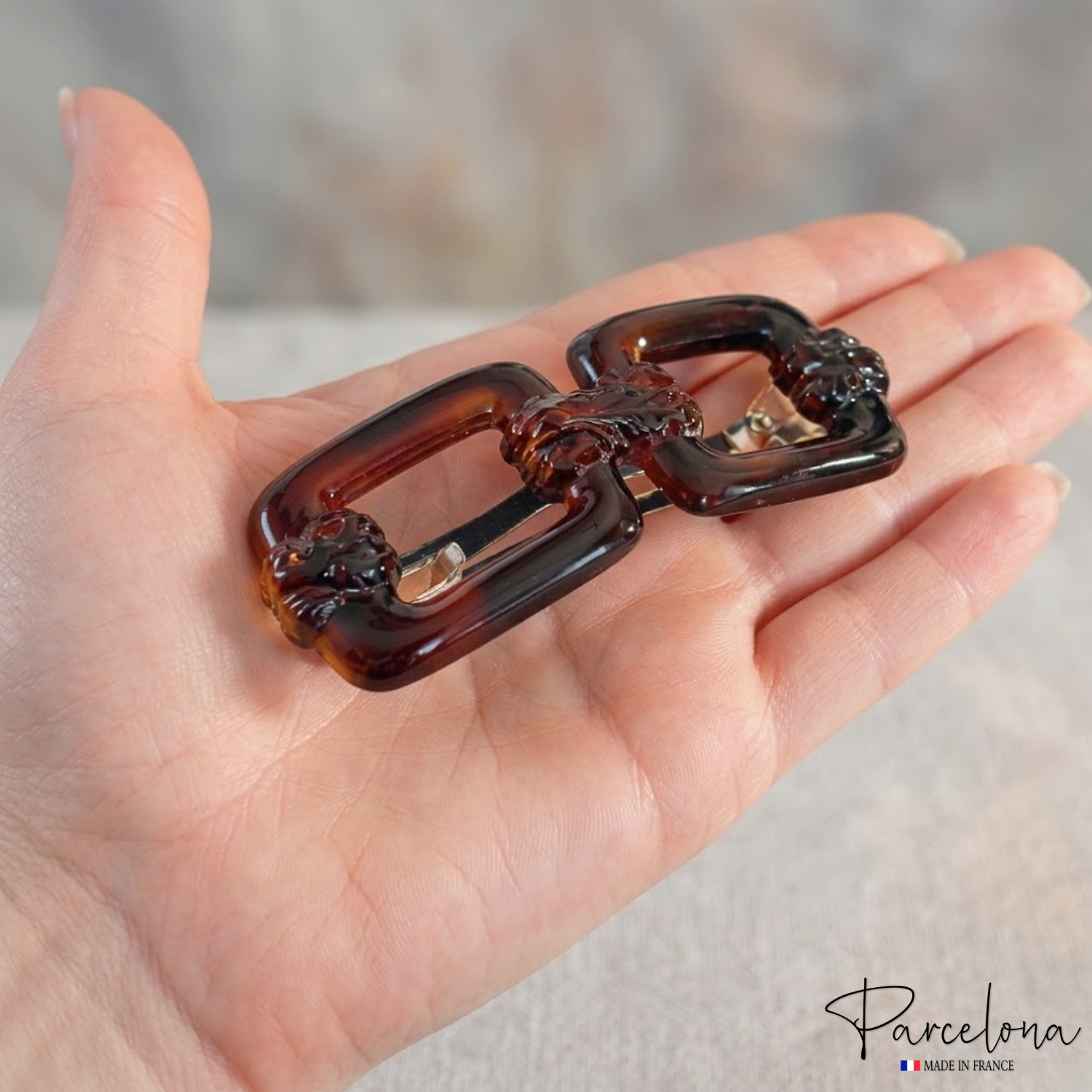 Parcelona French Eyeglass 3.25" Tortoise Shell No Slip Hair Clip Barrette Women