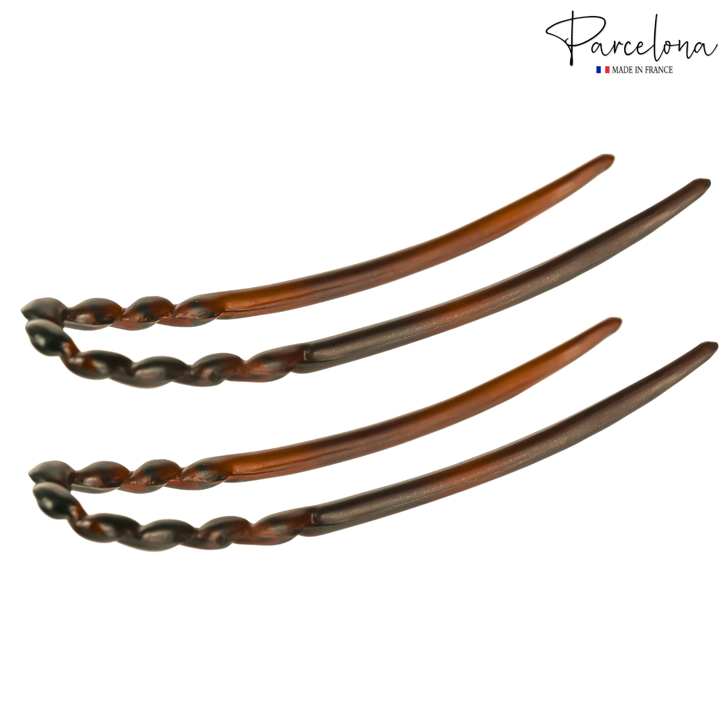 Parcelona French U Hair Pins 3.5" Tortoise Shell Bun Chignon Forks (Set of 2)
