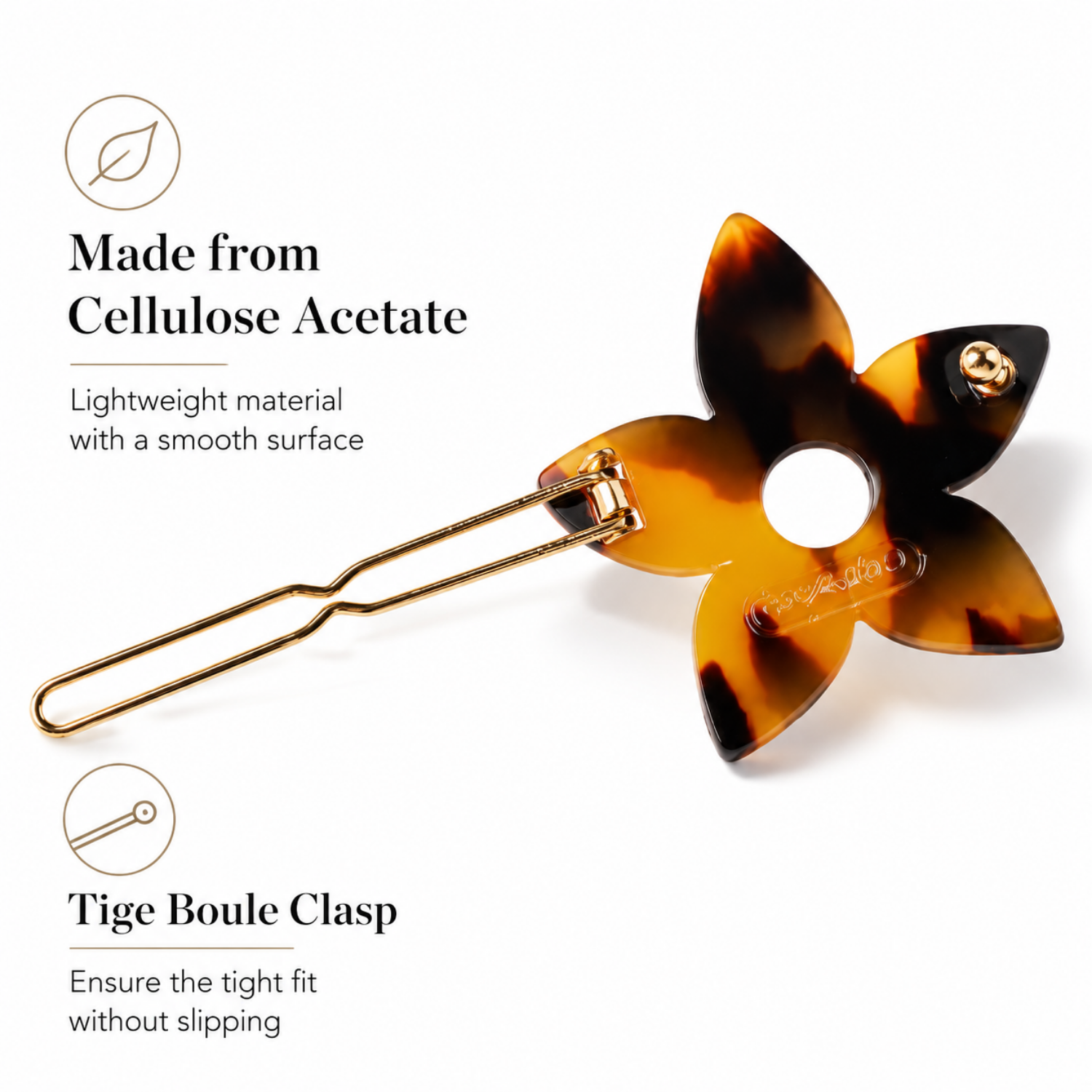 Moeni Flower Small 1.5 Inch Hair Clip Tige Boule Barrette Girls & Women 3 Pcs