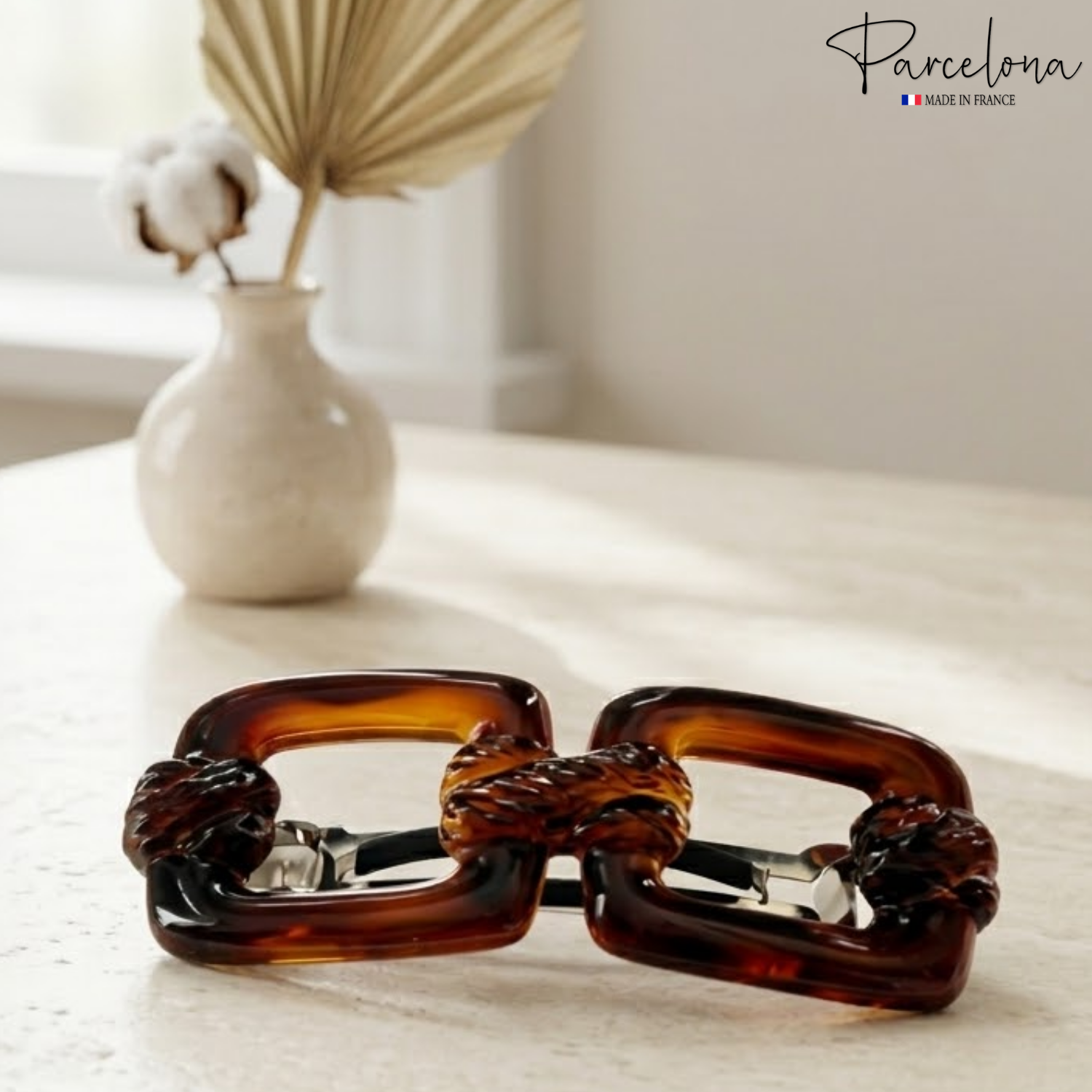 Parcelona French Eyeglass 3.25" Tortoise Shell No Slip Hair Clip Barrette Women