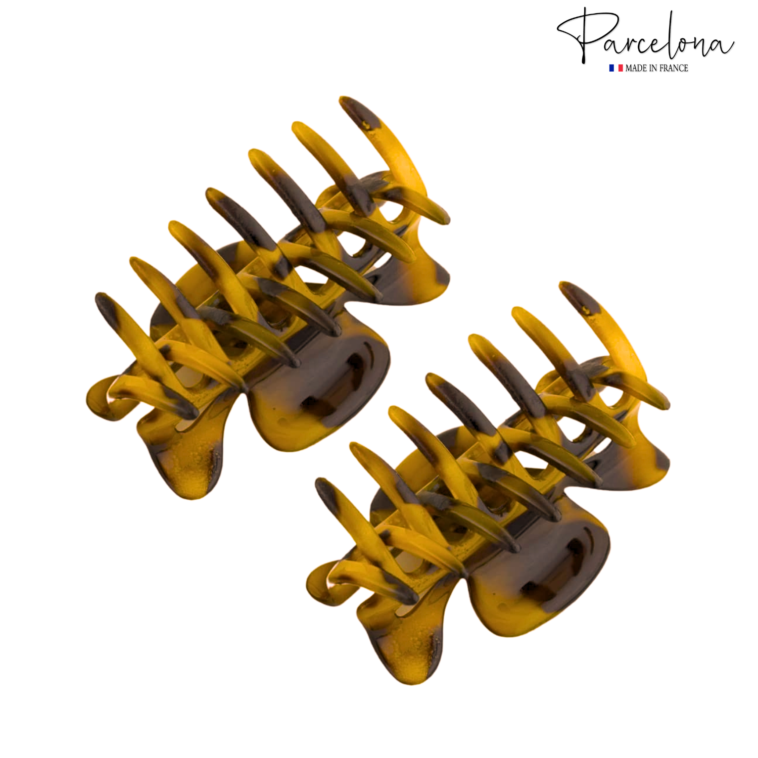 Parcelona French Classic Small 2.5" Celluloid Set of 2 Jaw Hair Claws for Women