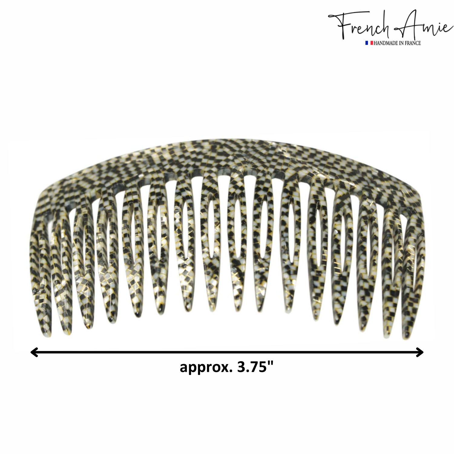 French Amie Opera Handmade Medium 16 Teeth Cellulose Acetate Side Hair Comb