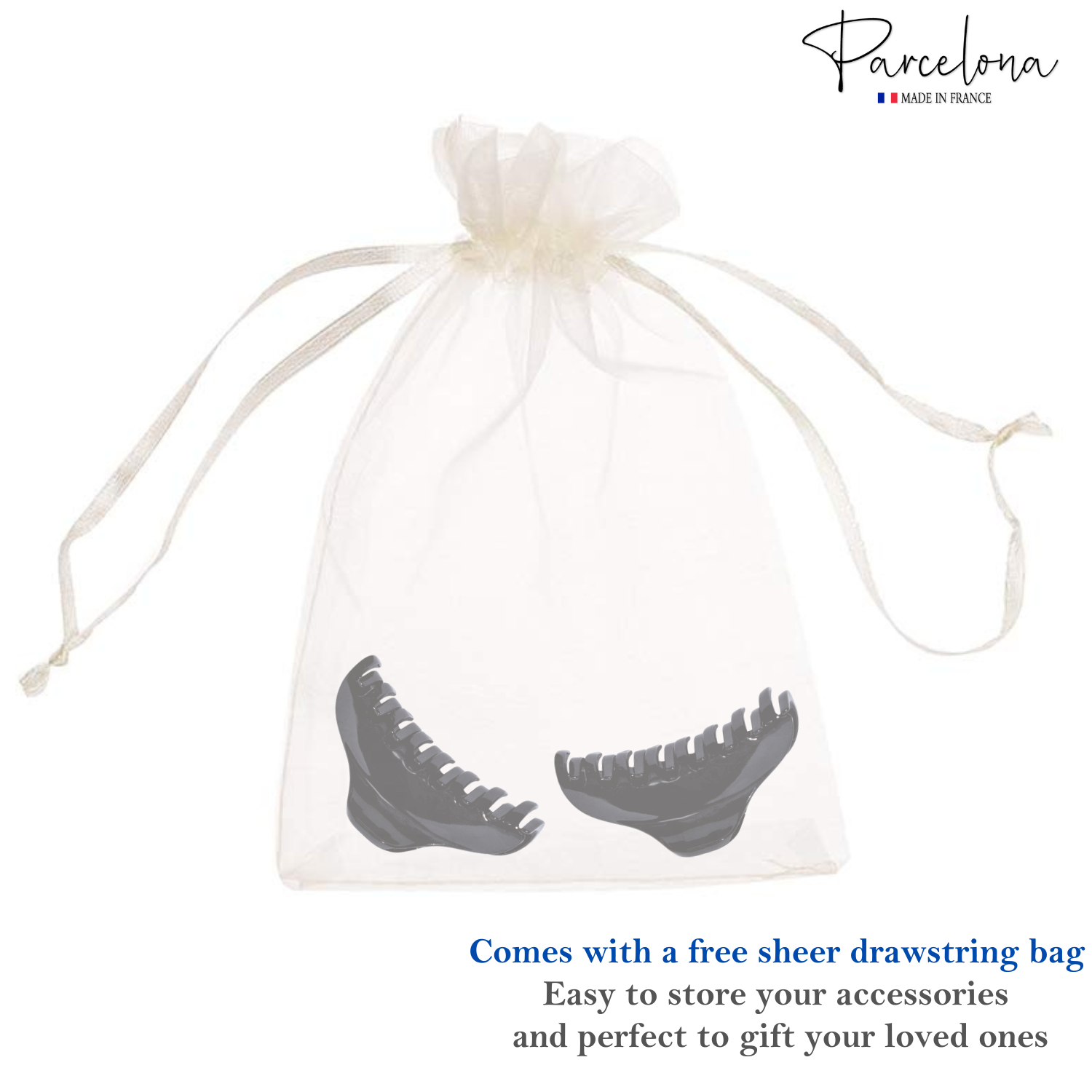 Parcelona France Skinny Boss Hair Claw 2 1/4" Small Jaw Hair Clips for Women