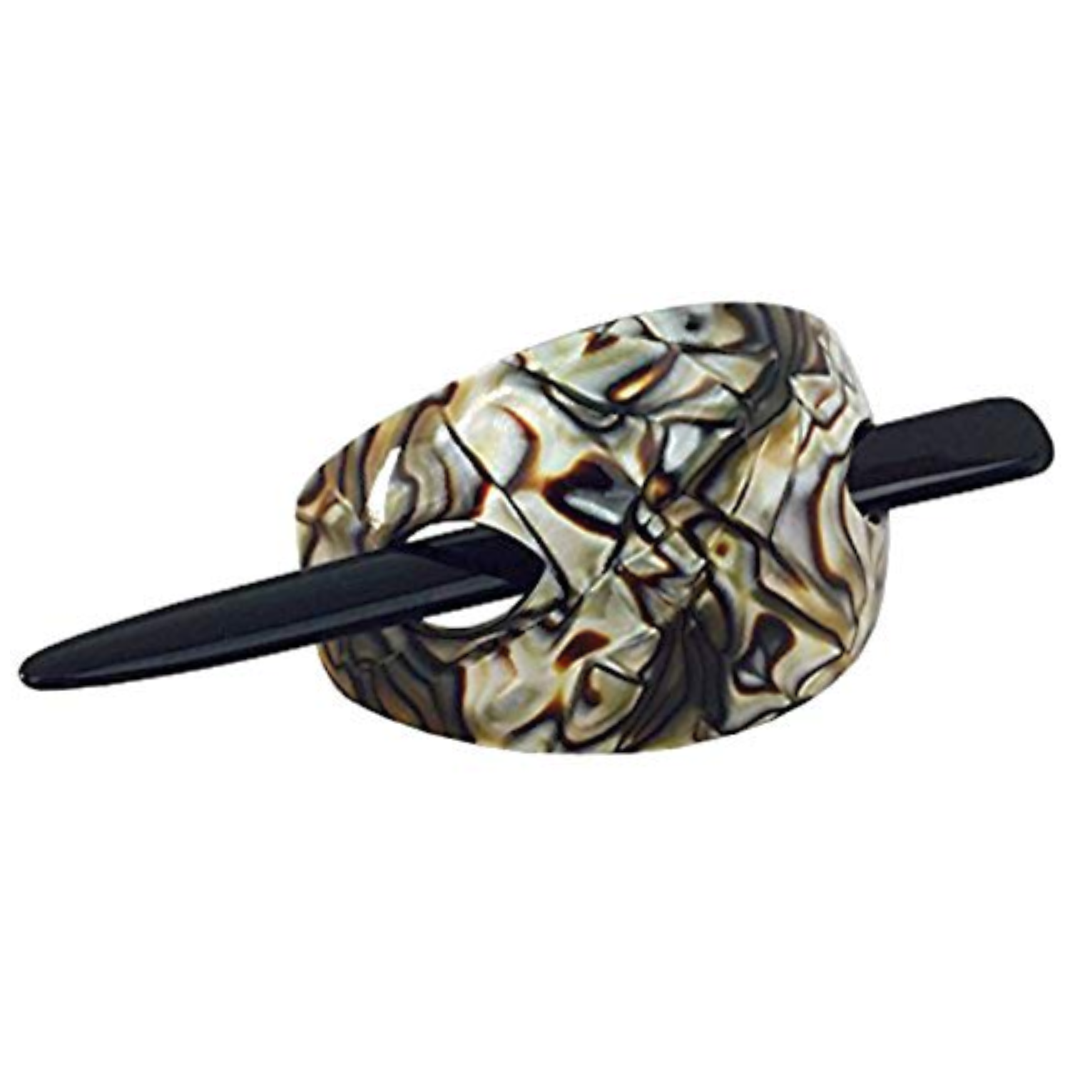 French Amie Oval Arch Handmade Celluloid Hair Bun Cover with Stick for Women