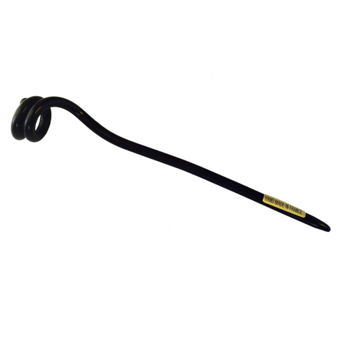 French Amie Twirl Black 6" Large Cellulose Handmade Chignon Bun Hair Pin Stick