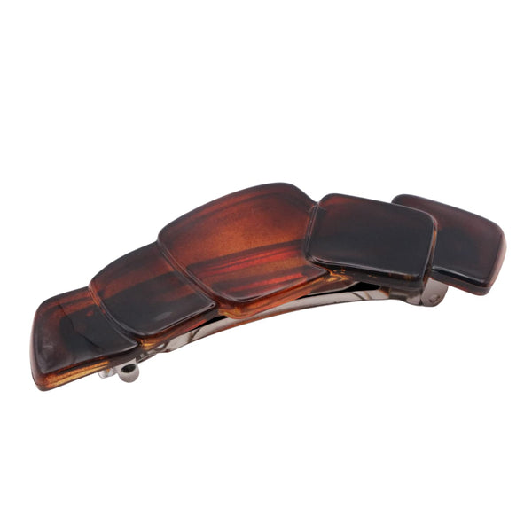 Parcelona French Cube Tortoise Shell Celluloid Automatic Hair Clip Barrette