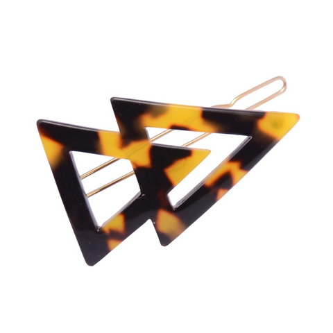 French Amie Pyramid Small Tokyo & Onyx Handmade Snap on Hair Pin Clips Barrette