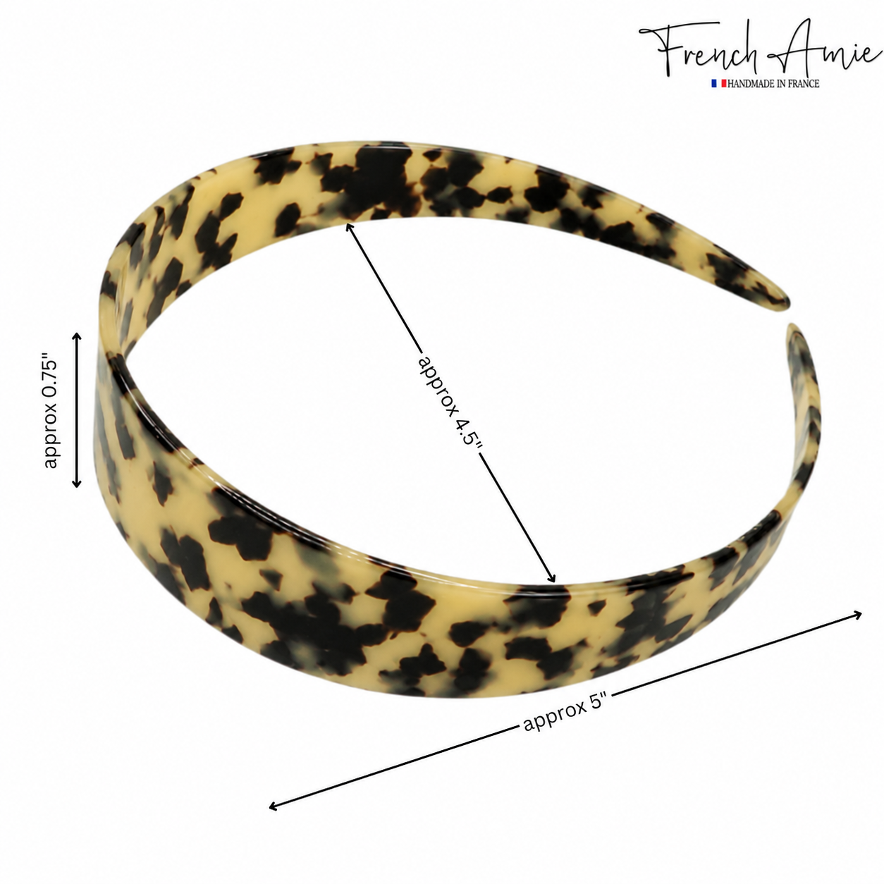 French Amie Ultracomfort Wide 1 1/4" Cellulose Handmade French Hair Headband
