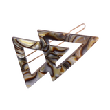French Amie Pyramid Small Tokyo & Onyx Handmade Snap on Hair Pin Clips Barrette