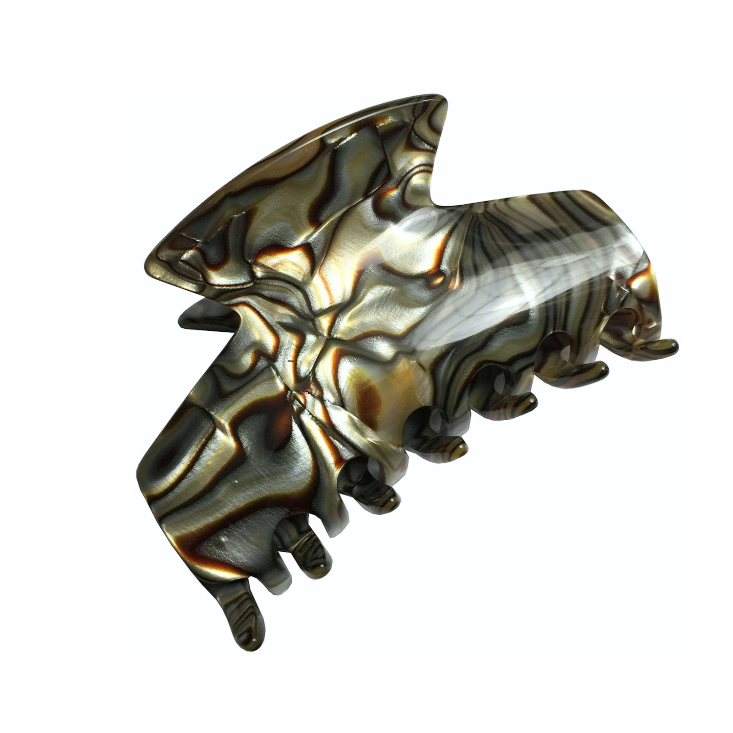 French Amie Chic Onyx Grey Handmade Celluloid Large Jaw Hair Claw Clip Clutcher