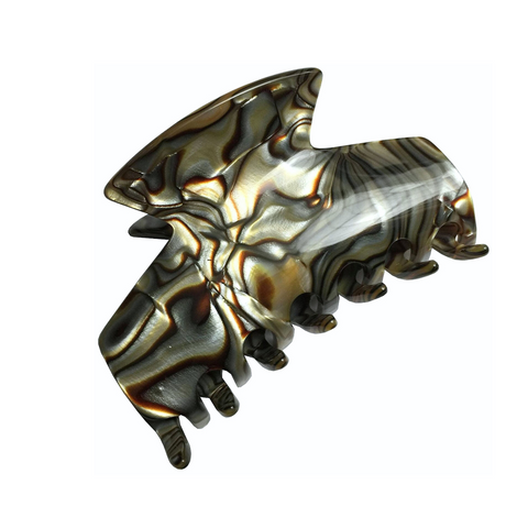 French Amie Chic Onyx Grey Handmade Celluloid Large Jaw Hair Claw Clip Clutcher