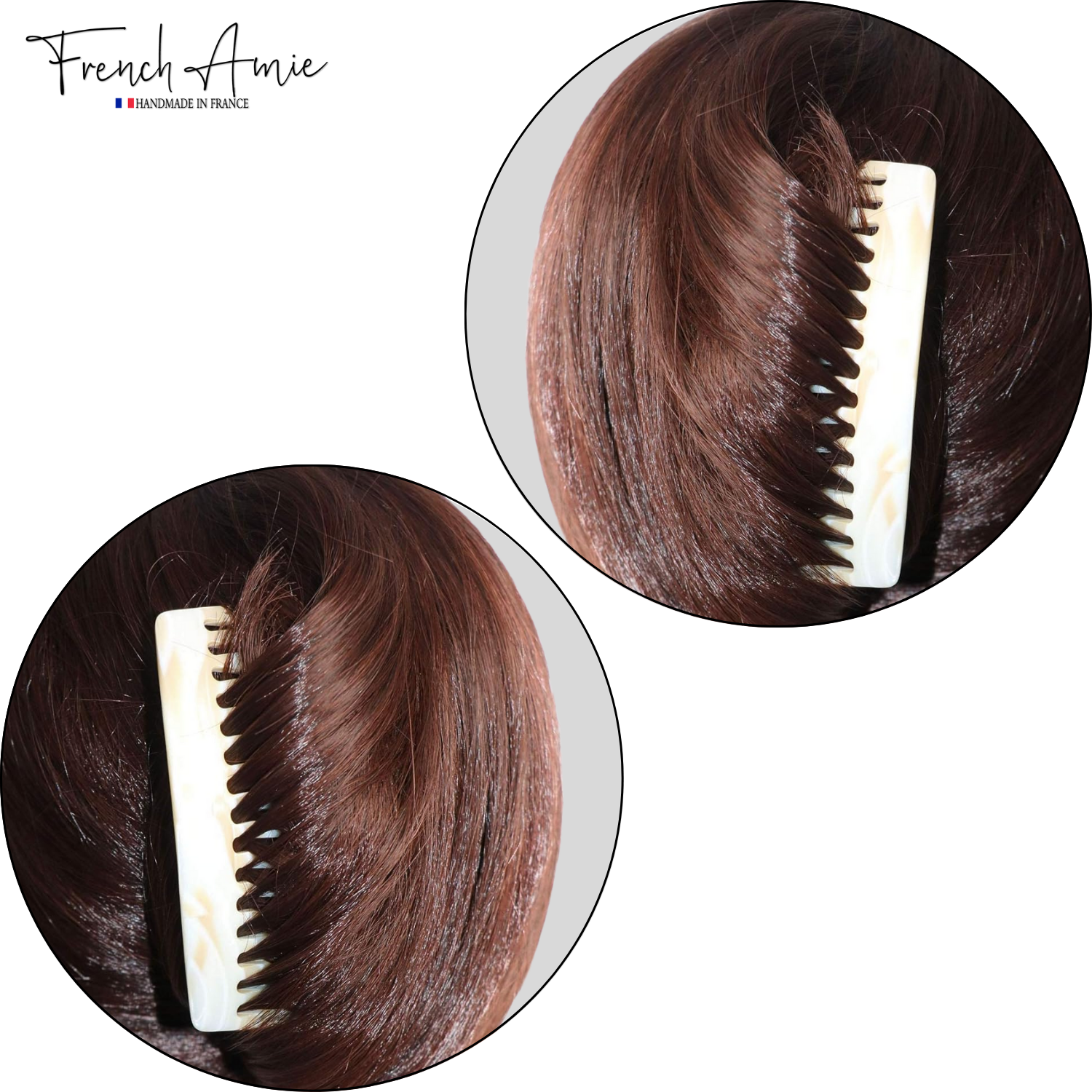 French Amie Handmade Ivory Cream Medium Celluloid 16 Teeth Side Hair Comb
