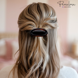 Parcelona Oval Hair Barrette - Small Tortoiseshell No Slip Grip Clips for Women