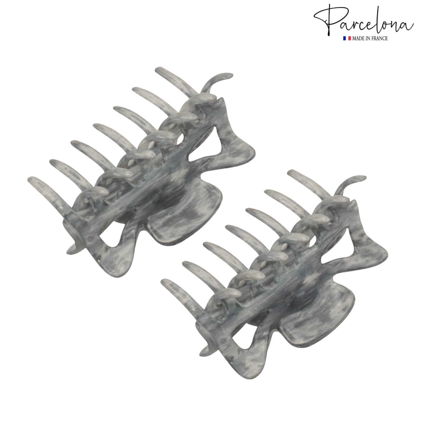 Parcelona French Classic Small 2.5" Celluloid Set of 2 Jaw Hair Claws for Women