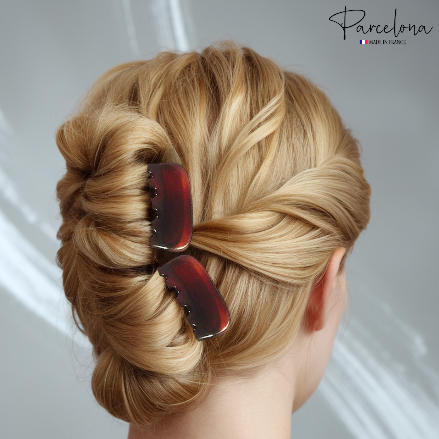 Parcelona French Five Fingers Shell Cellulose Medium 3" Side Hair Combs(2 Pcs)