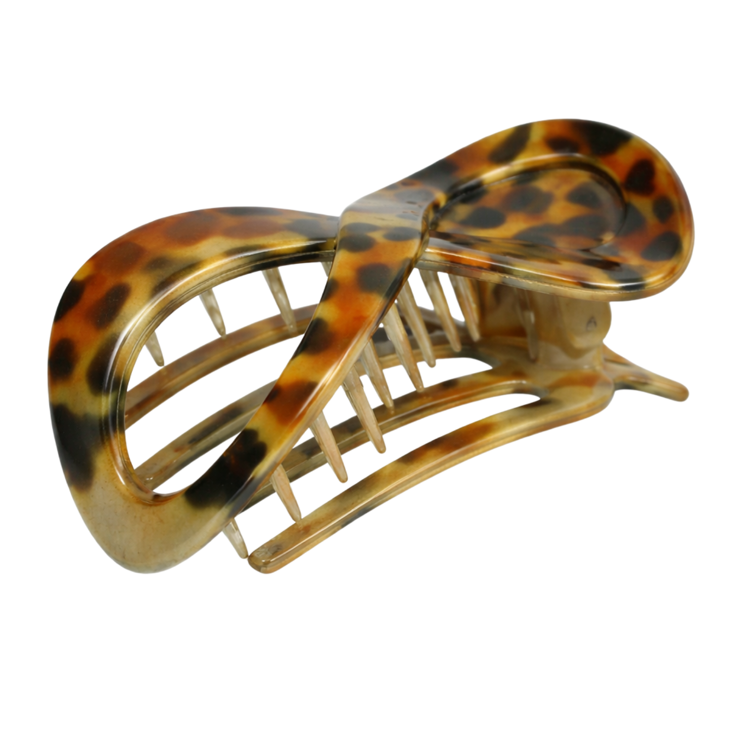 Parcelona French Infinity Loop Medium 3” Celluloid Hair Claw for Women and Girls