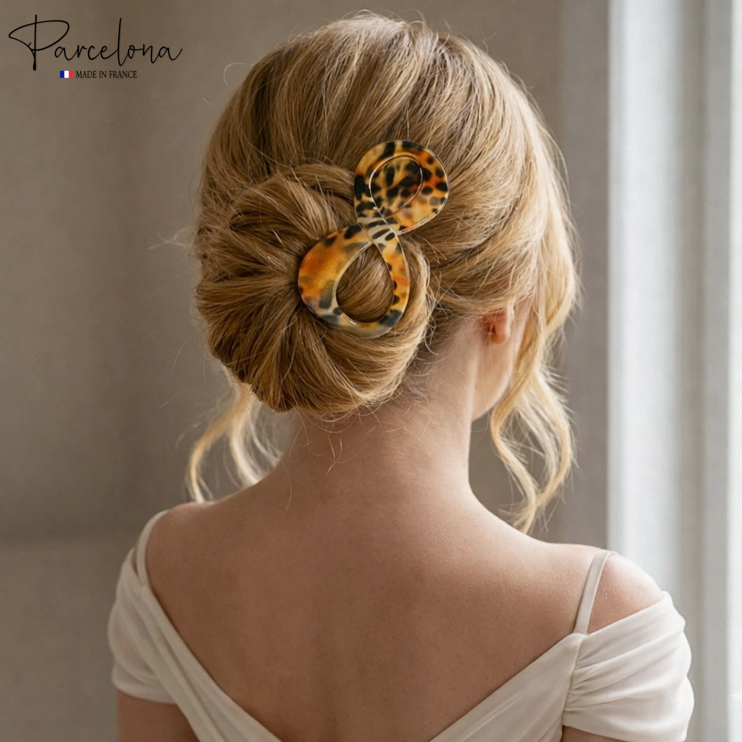 Parcelona French Infinity Loop Medium 3” Cellulose Hair Claw for Women and Girls