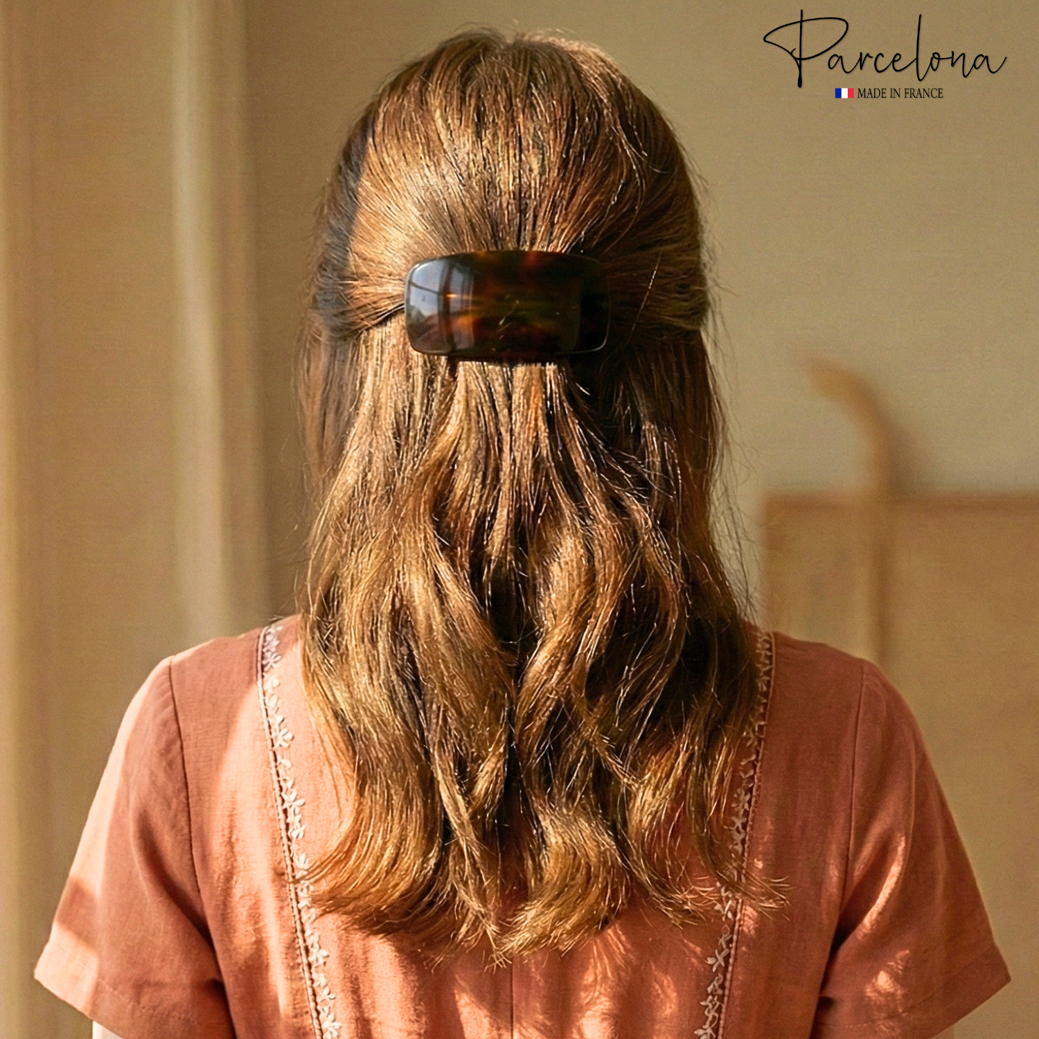 Parcelona French Small Barrette for Fine & Thin Hair Tortoise Shell Non-Slip Hair Clip