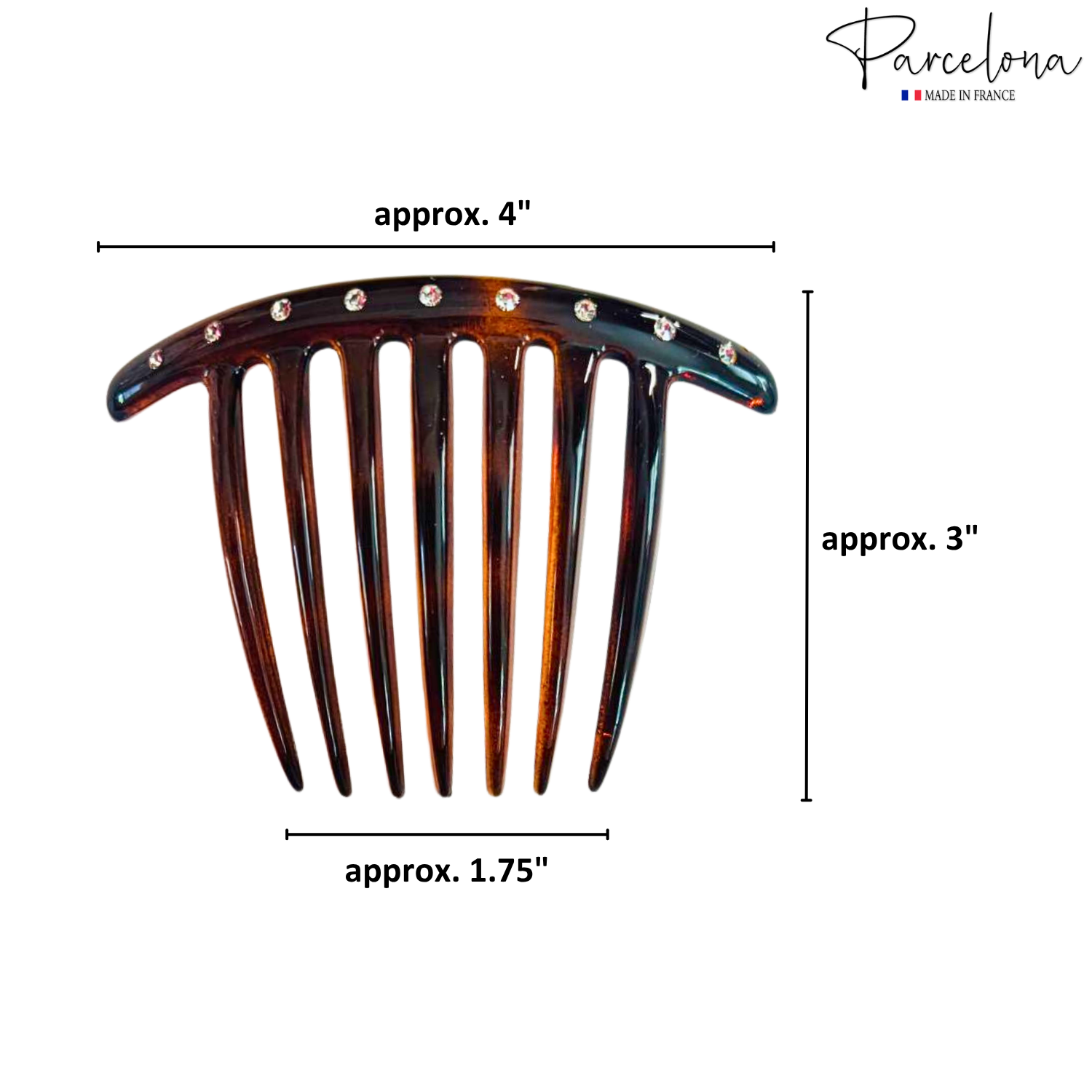 Parcelona French Twist 7 Teeth Large Cellulose Side Hair Combs for Women(2 Pcs)