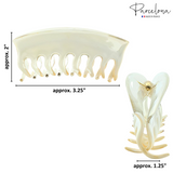 Parcelona French Arch Clear Beige Large 3 3/4" Celluloid Hair Claw for Women