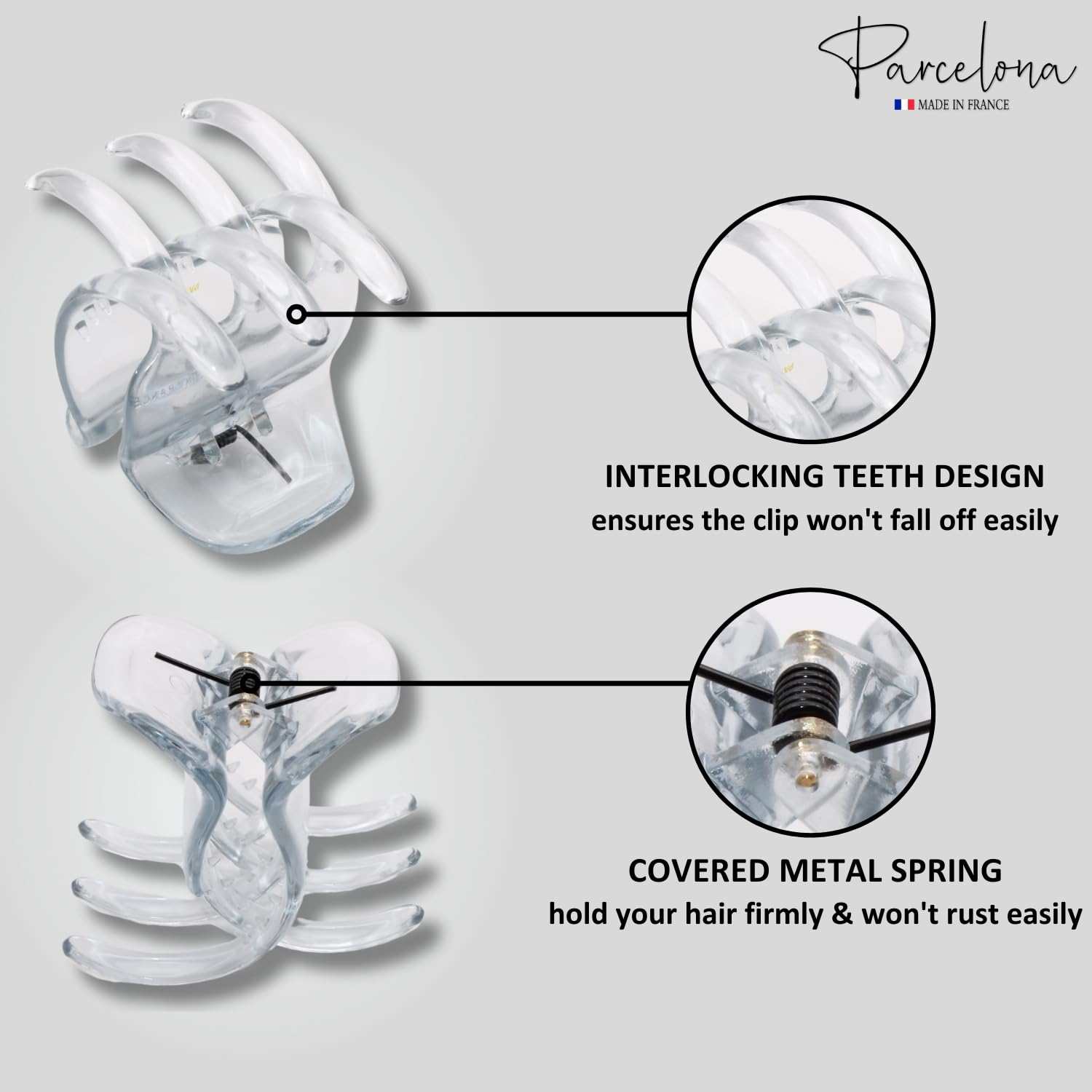Parcelona French Classic Large Pony Cellulose Jaw Hair Claw for Women and Girls