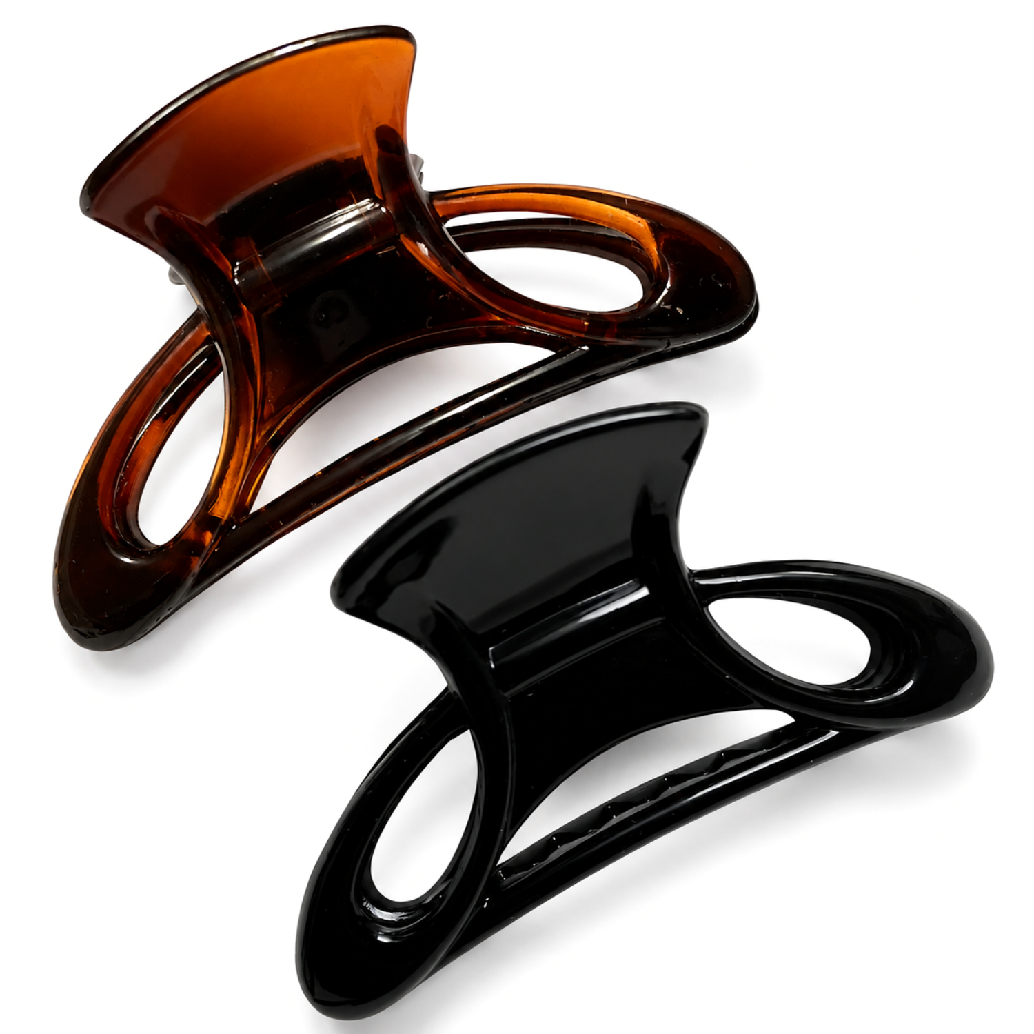Parcelona French Cutout Set of 2 Small Shell And Black Cellulose Hair Claws