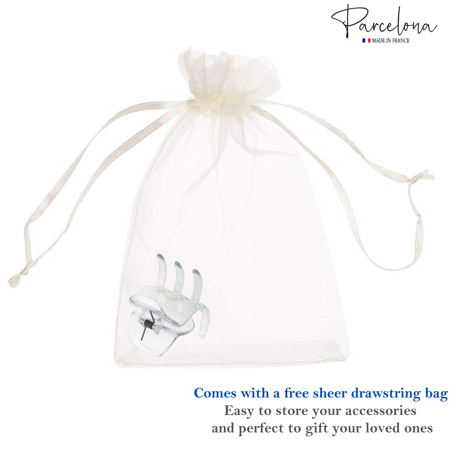 Parcelona French Classic Large Pony Cellulose Jaw Hair Claw for Women and Girls
