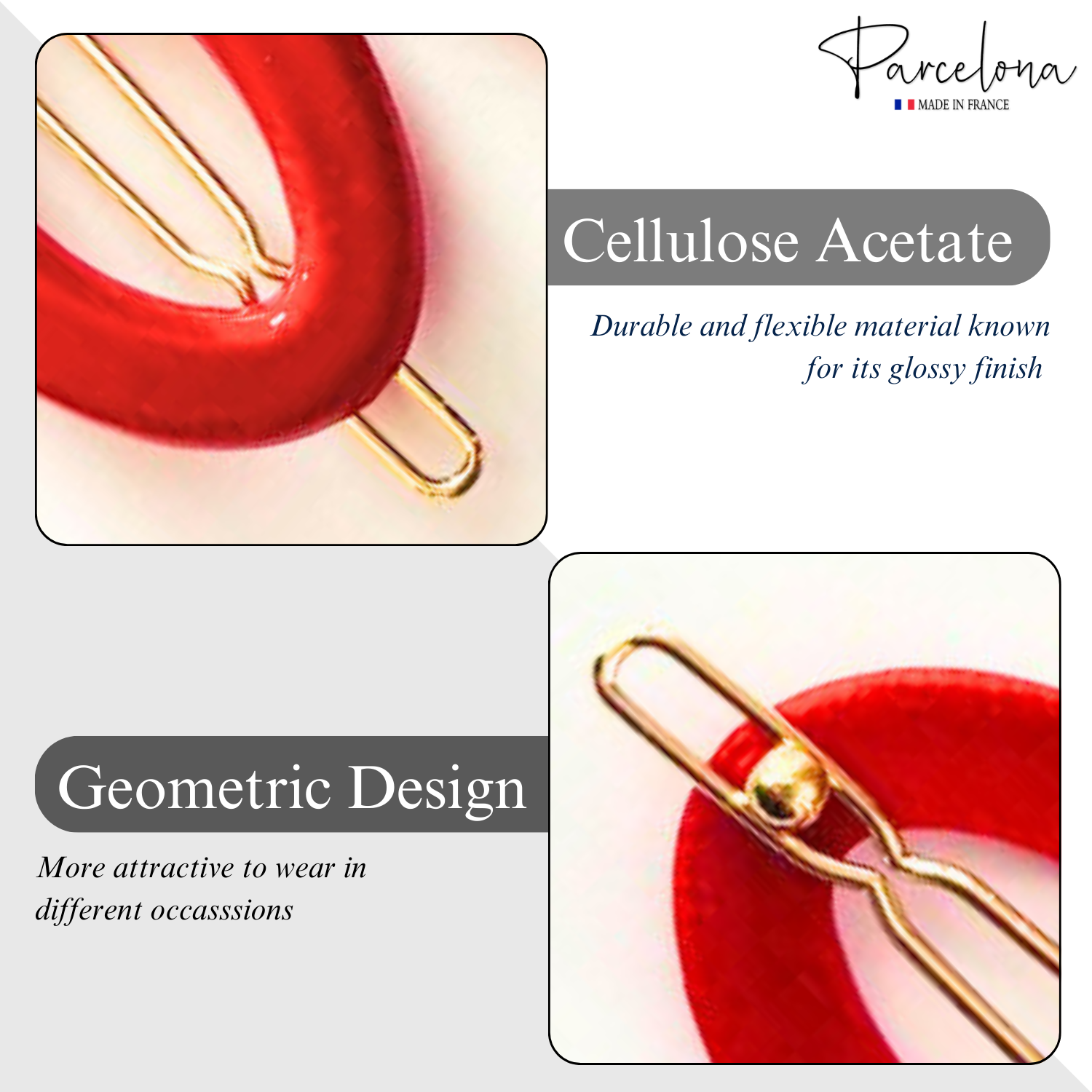Parcelona French Eggie Oval Shell Mini Side Slide Barrette Hair Clips - 4 Pieces
