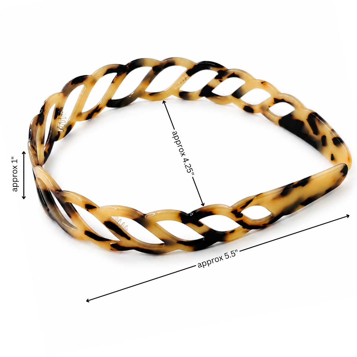 Moeni Twist Acetate Headband with Inner Teeth for Women and Girls