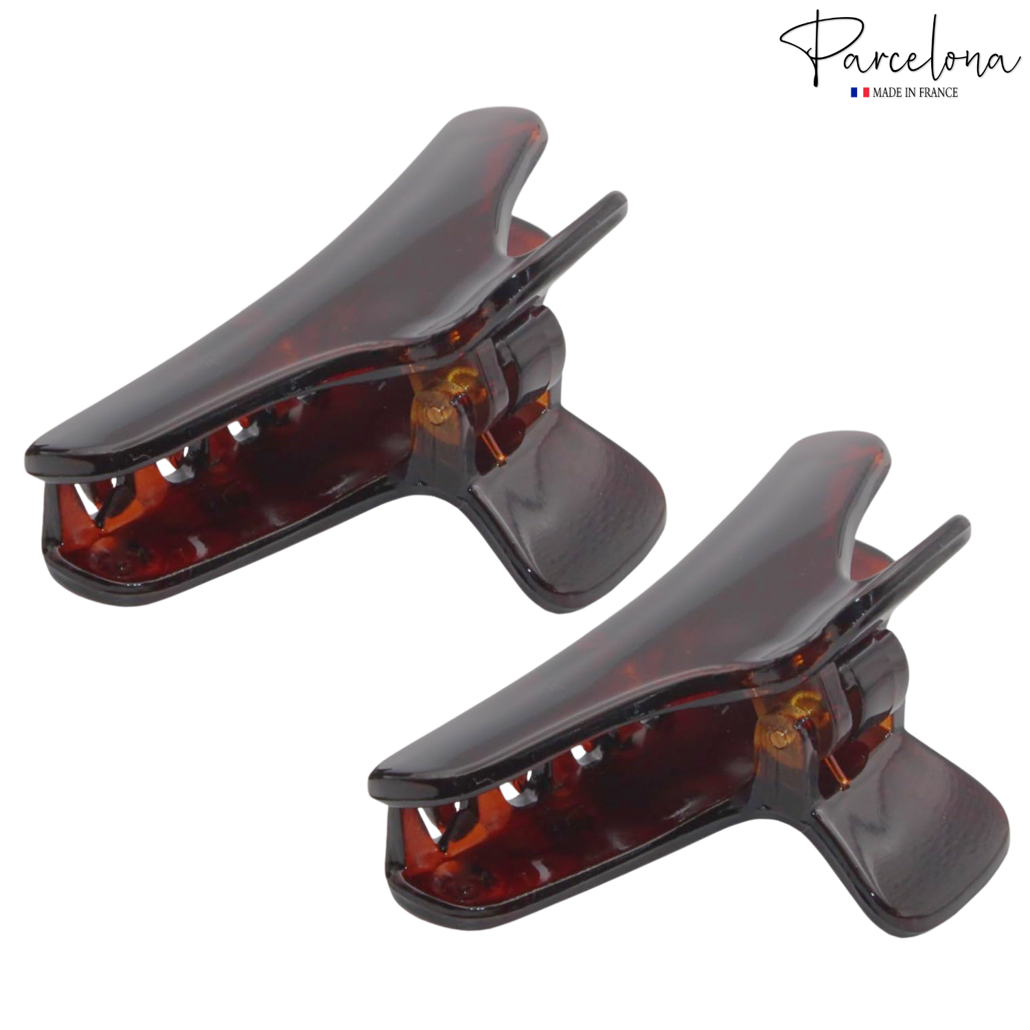 Parcelona French Salon Style Flat Small Cellulose Acetate Jaw Hair Claw Clips 2 Pcs