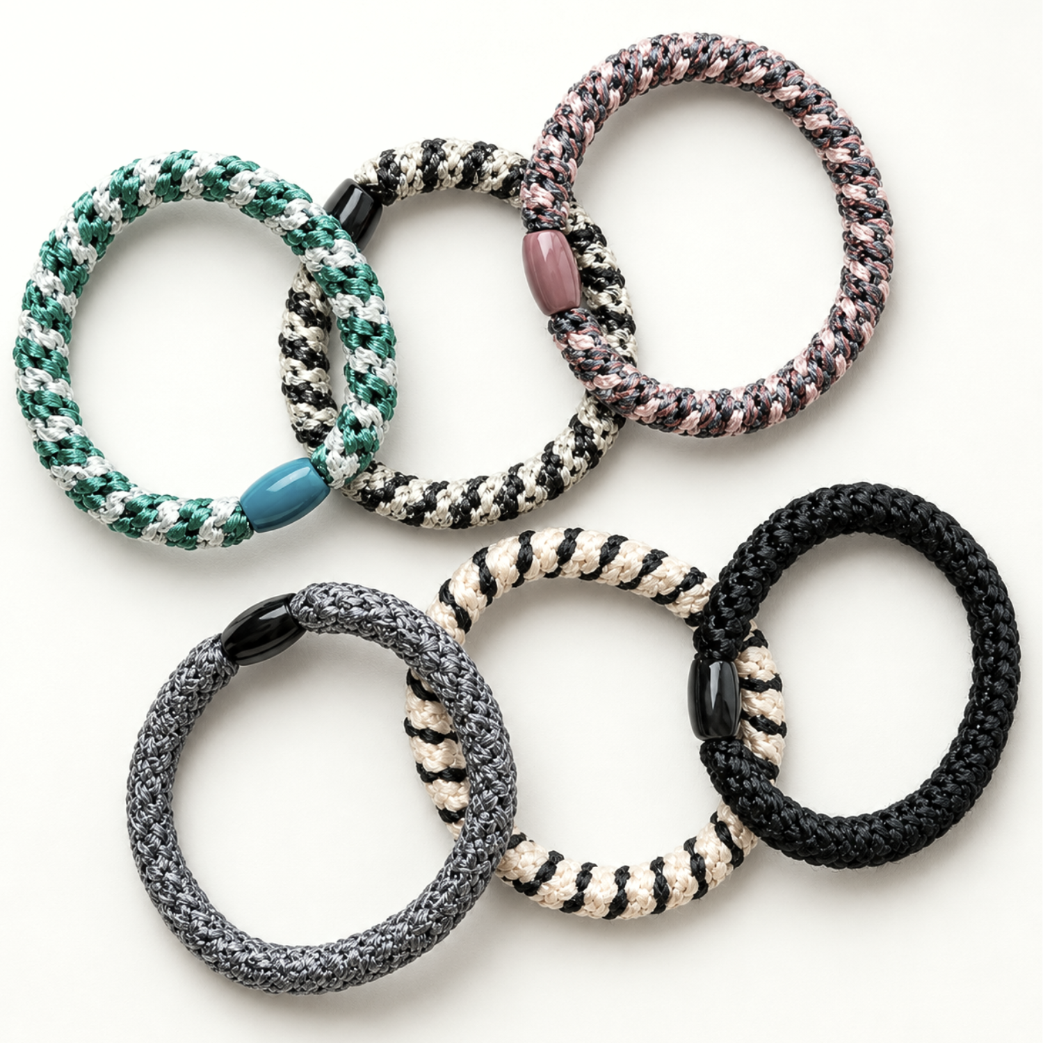 Moeni Braided 6 Hair Ties Thick Damage Free Ponytail Holders Elastics Bracelets
