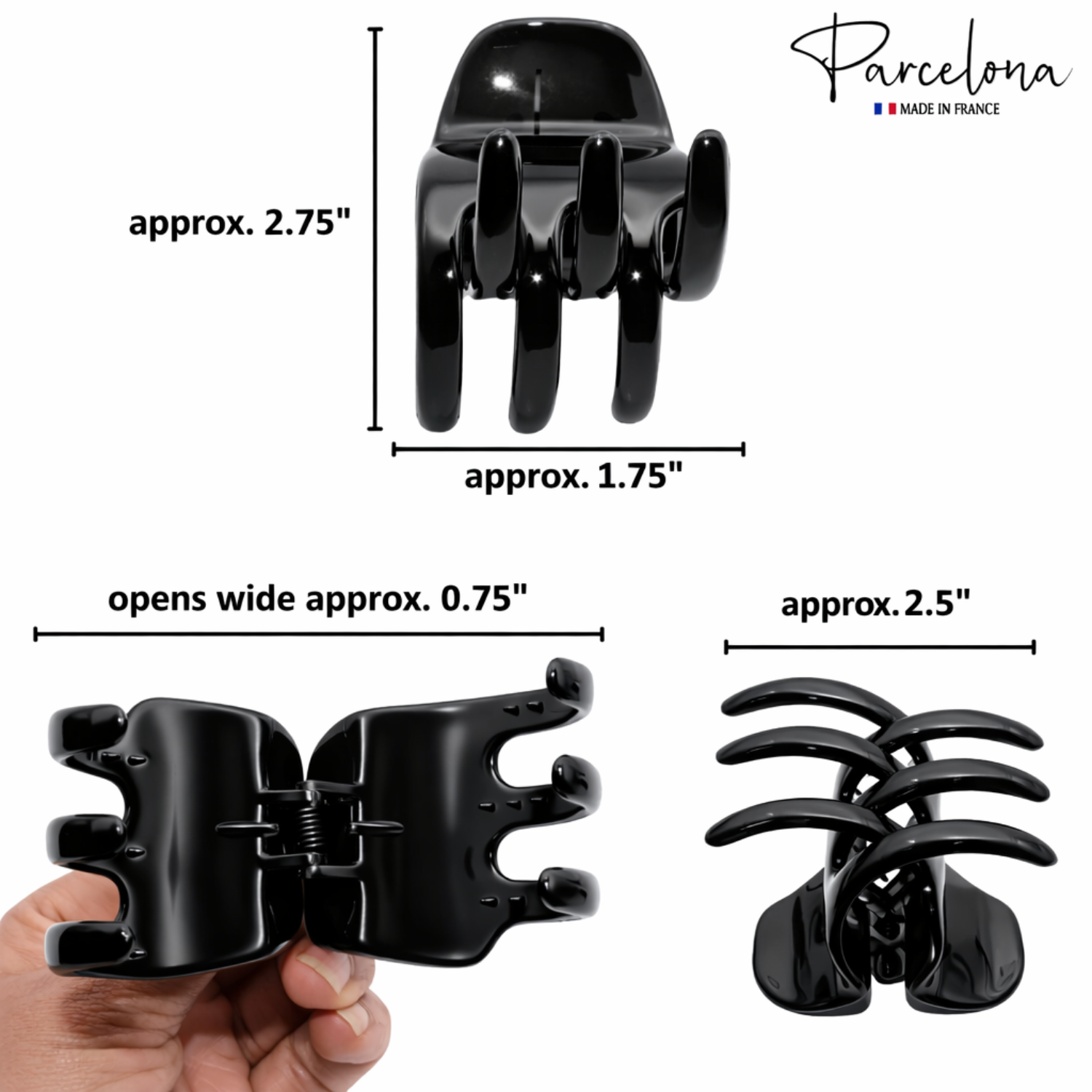 Parcelona French Classic Large Pony Cellulose Jaw Hair Claw for Women and Girls