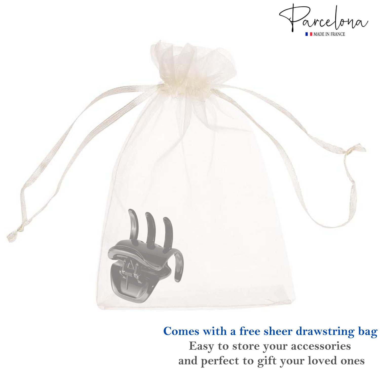 Parcelona French Classic Large Pony Cellulose Jaw Hair Claw for Women and Girls